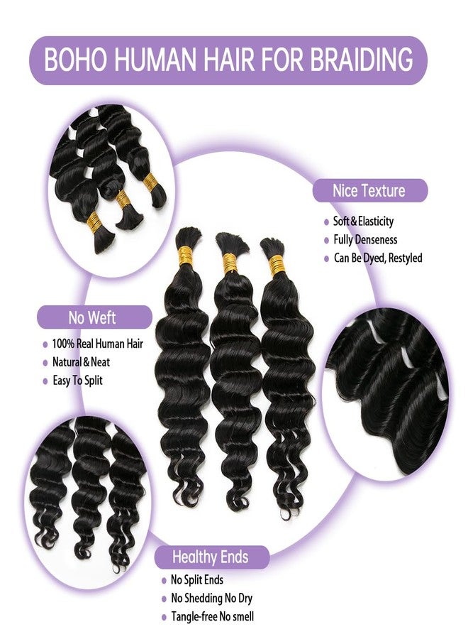 Y WIGS YWIGS Loose Deep Wave Boho Human Hair 100% Human Hair for Boho Braids No Weft Bulk Human Hair for Braiding 100G NC 20inch - Image 3